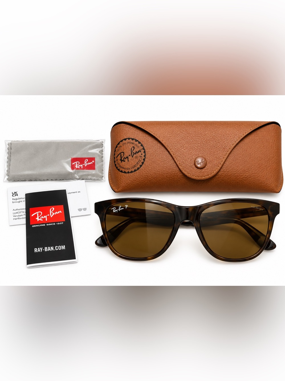 Ray-Ban RB4184 Polarized Tortoise Brown Sunglasses 54mm w/ Case
